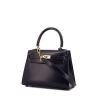 Hermes Kelly 20 cm small model handbag in navy blue box leather - 00pp thumbnail