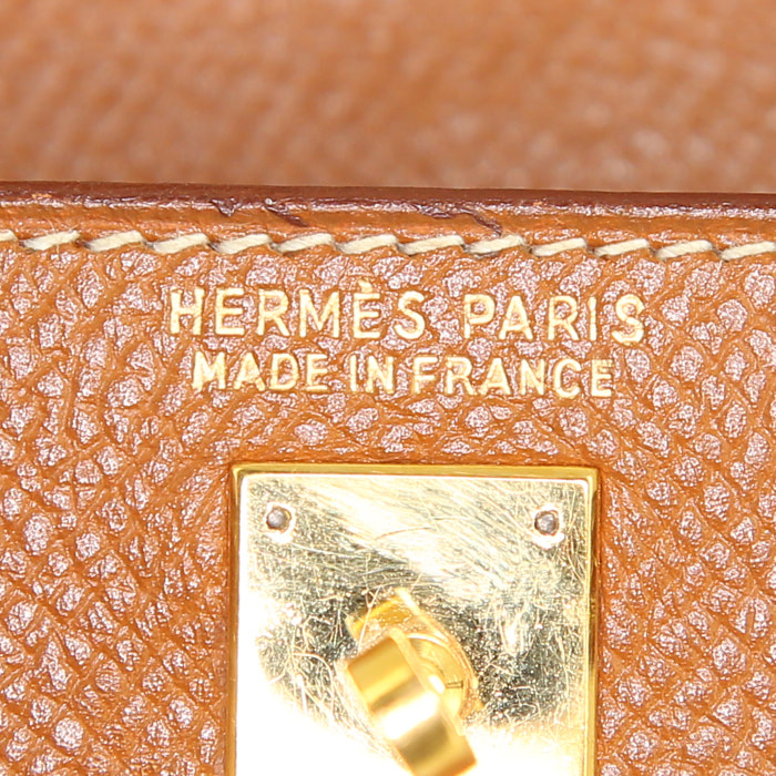 Sac Hermes Kelly 15 cm mini en cuir Courchevel gold - Detail D4