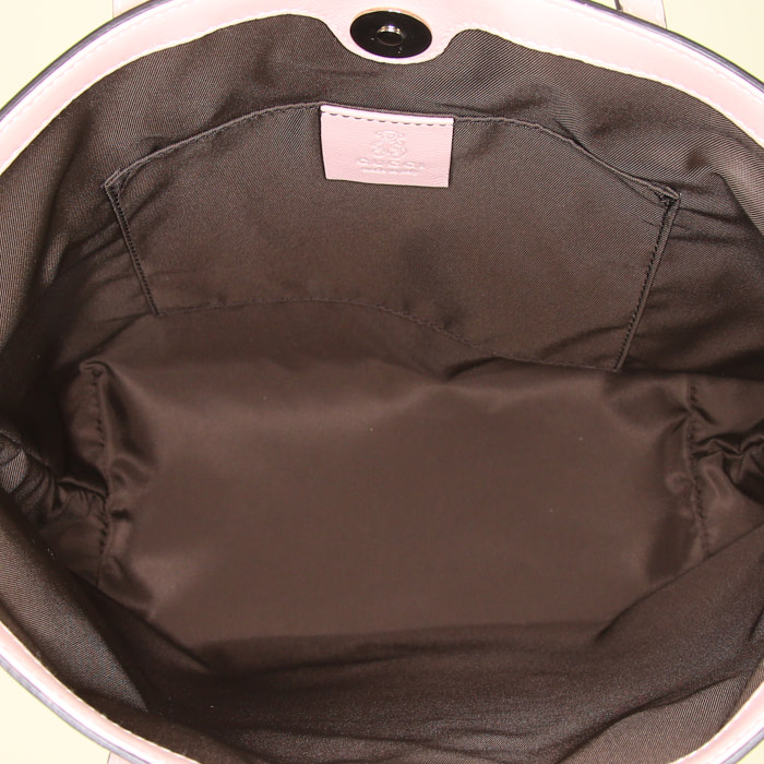 Sac cabas Gucci Suprême GG petit modèle en toile siglée beige et cuir rose-pale - Detail D2