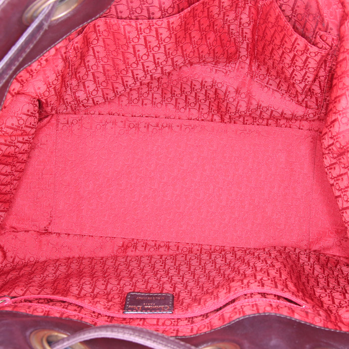 Sac porté épaule Dior en cuir marron - Detail D2