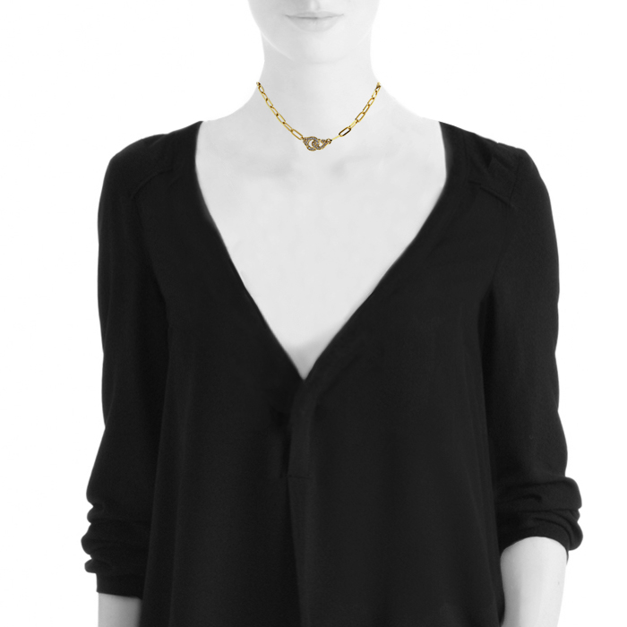 Collier Dinh Van Menottes R15 en or jaune et diamants - Detail D1