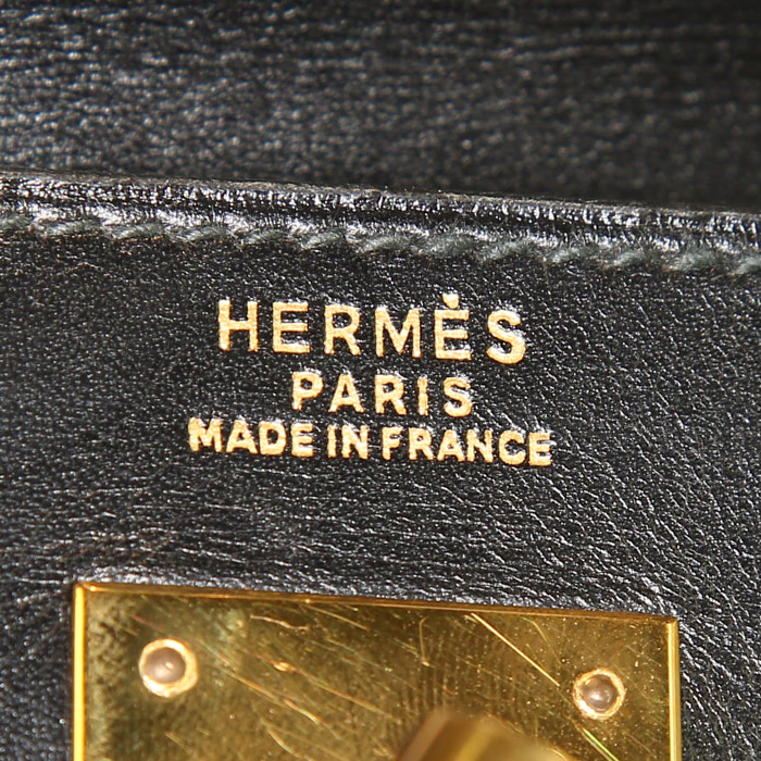 Hermes Kelly 32 cm handbag in black box leather - Detail D4