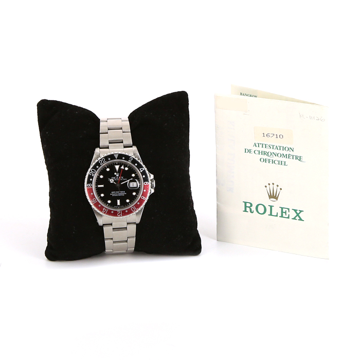 Rolex GMT-Master II watch in stainless steel Ref:  16710 Circa  1990 - Detail D2