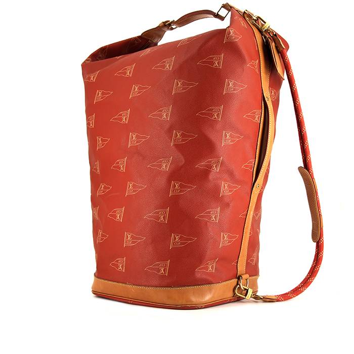 Louis Vuitton America's Cup bag in red monogram canvas and natural beige