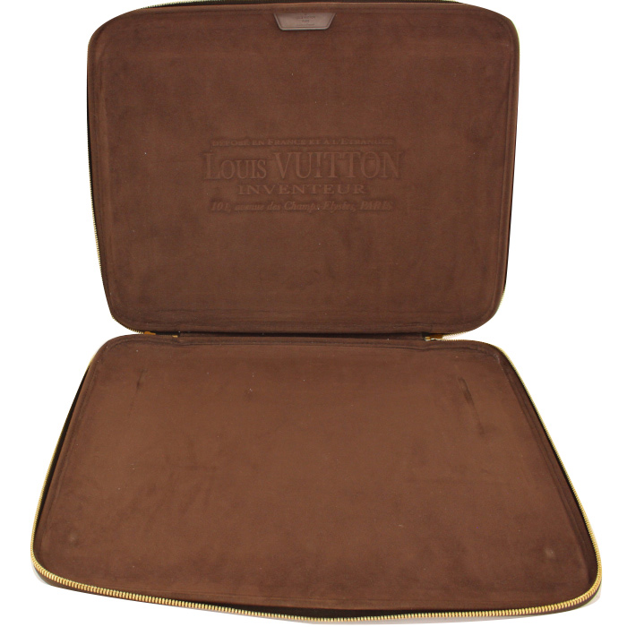 Pochette Louis Vuitton en toile damier marron - Detail D2