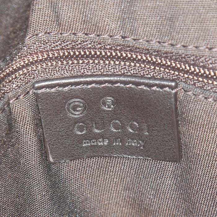 Gucci Bamboo handbag in brown monogram leather - Detail D3