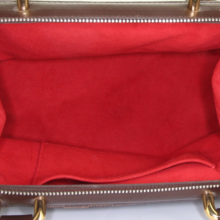 Borsa Louis Vuitton Knightsbridge in tela a scacchi marrone e pelle lucida - Detail D2