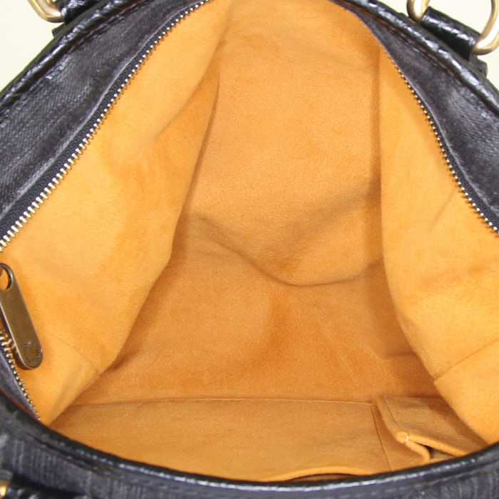 Louis Vuitton Neo Cabby handbag in grey monogram denim canvas and black leather - Detail D3