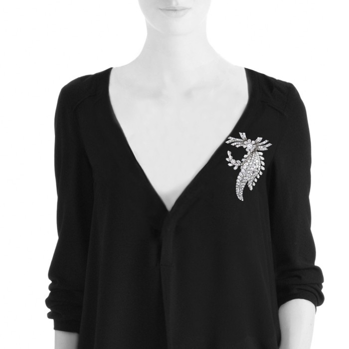 Spilla Vintage in platino e diamanti - Detail D1