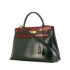 Hermes Kelly 32 cm handbag in green, burgundy and blue tricolor box leather - 00pp thumbnail