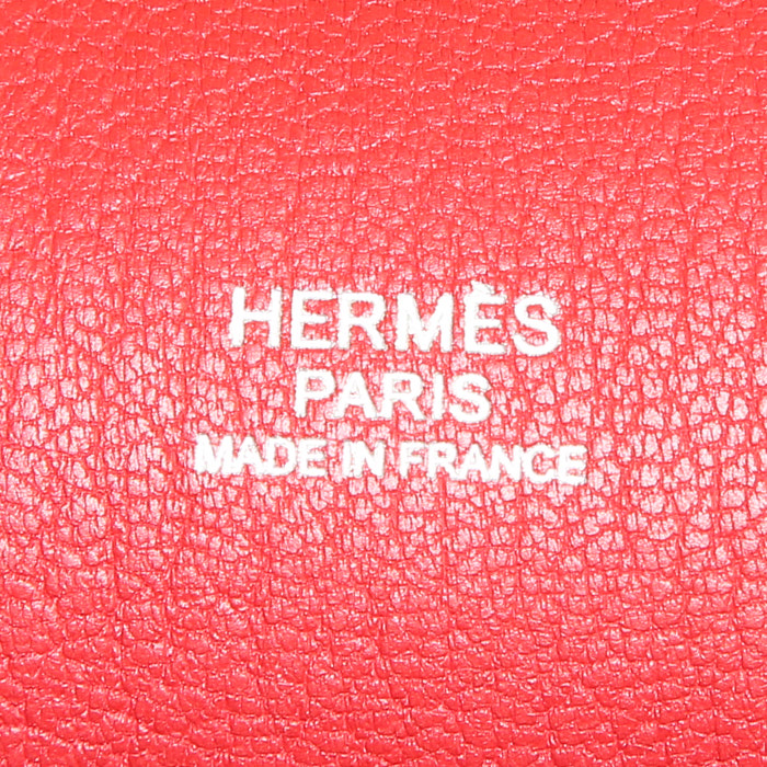 Sac bandoulière Hermes Jypsiere 31 cm en cuir togo rouge - Detail D3