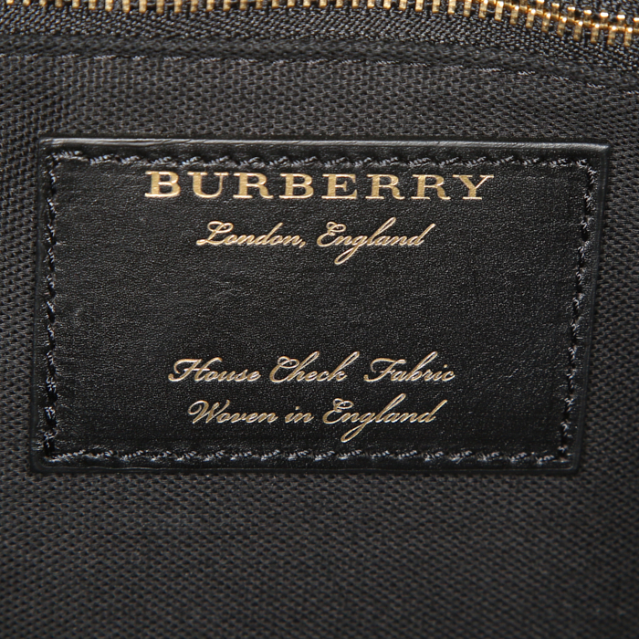 Borsa a tracolla Burberry The Banner modello medio in pelle rosa pallido e tela Haymarket - Detail D4