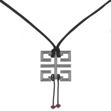 Collana Cartier Le Baiser du Dragon in oro bianco,  rubini e seta