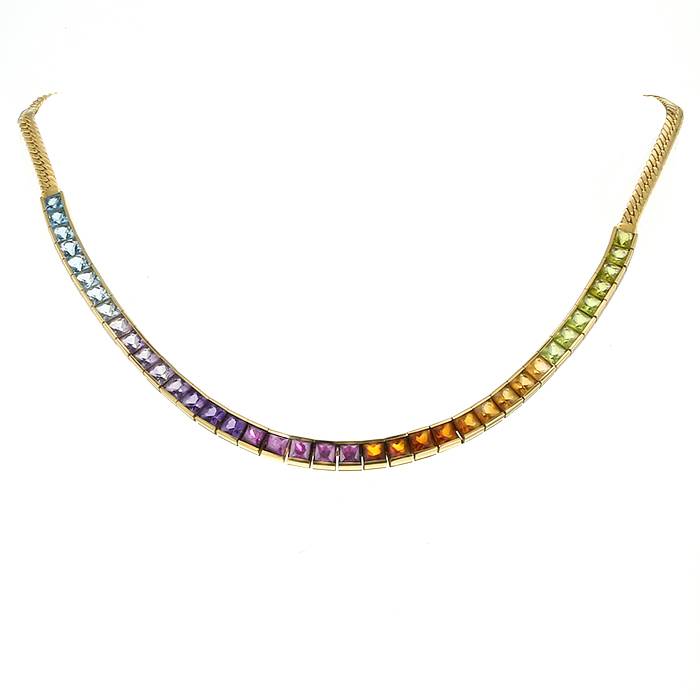H STERN Multicolor Gemstone Rainbow 18k Yellow Gold Necklace  Gemstones  Yellow gold necklaces Rainbow jewelry