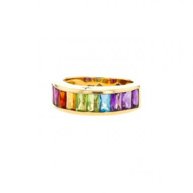 Sortija H. Stern Rainbow en oro amarillo,  piedras de colores y diamante
