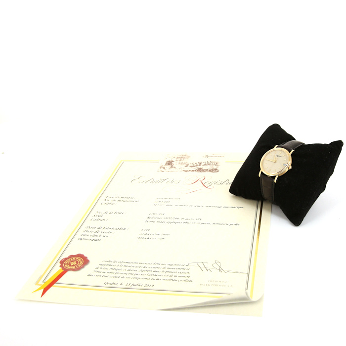 Orologio Patek Philippe Calatrava Clous De Paris in oro giallo Ref :  3802 Circa  1999 - Detail D2