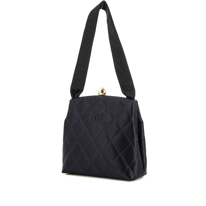 Borsetta da sera Chanel Vintage in seta blu notte