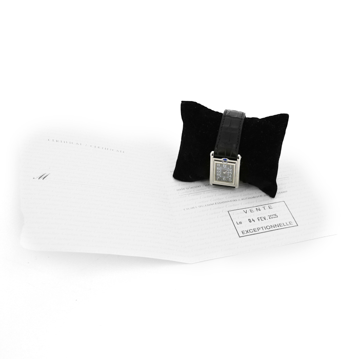 Cartier Tank Basculante watch in stainless steel Ref: 2405 Circa 1990 - Detail D3