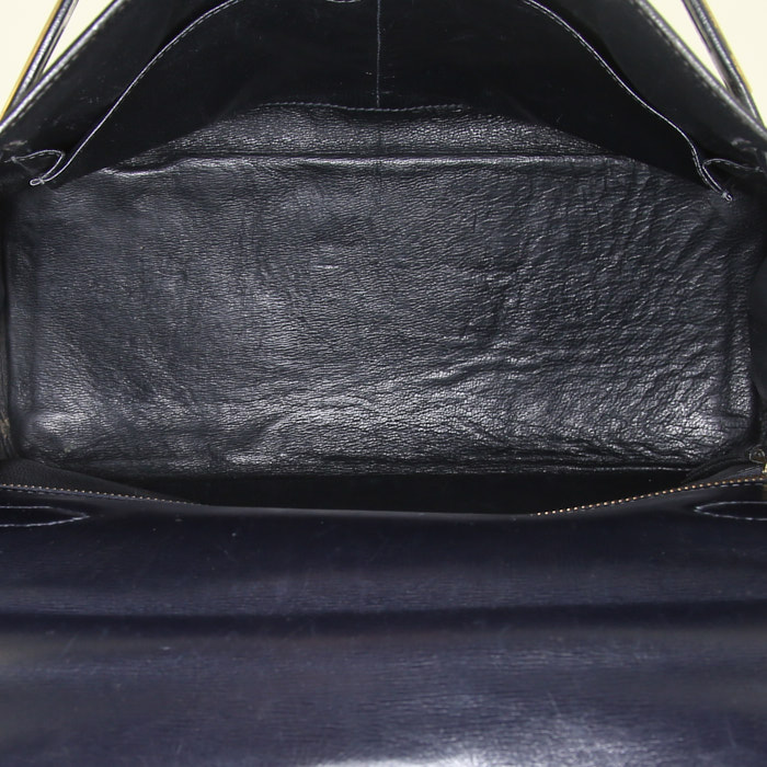 Sac à main Hermes Kelly 28 cm en cuir box bleu-marine - Detail D3