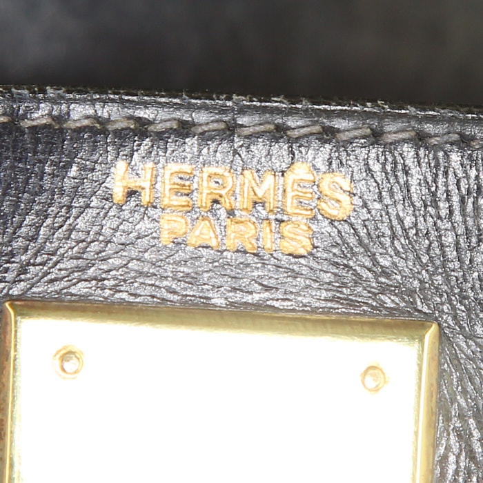Sac à main Hermes Kelly 28 cm en cuir box bleu-marine - Detail D4