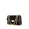 Chanel Vintage handbag in brown quilted jersey and white piping - 00pp thumbnail