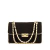 Chanel Vintage handbag in brown quilted jersey and white piping - 360 thumbnail