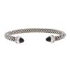 Open David Yurman Cable Classique bangle in silver,  onyx and diamonds - 00pp thumbnail