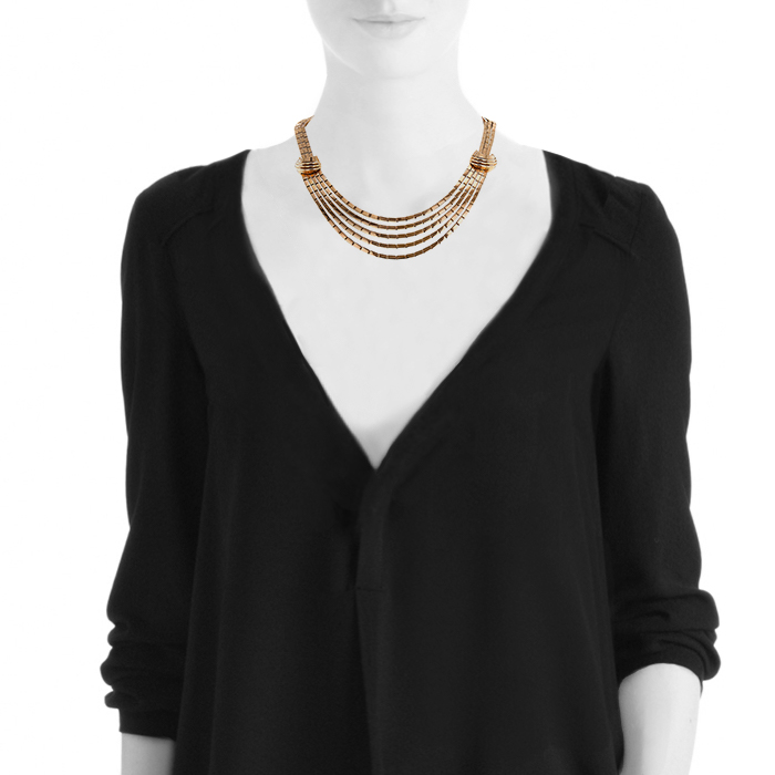 Collier époque années 50 souple en chute Vintage en or rose - Detail D1