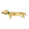 Vintage 1980's brooch-pendant in yellow gold,  emerald and diamond - 00pp thumbnail