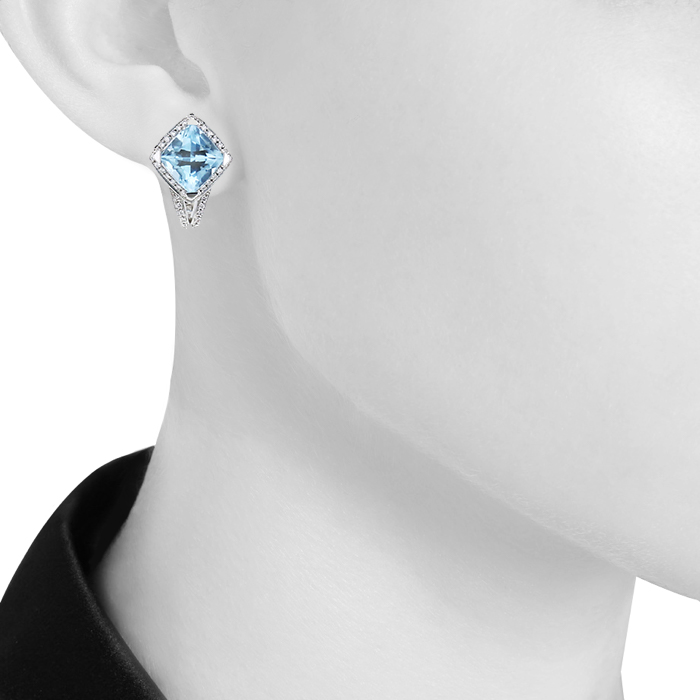 Mauboussin Fou de Toi earrings in white gold and diamonds and in topaz