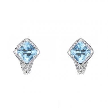 Paire de boucles d'oreilles Mauboussin Fou de Toi en or blanc et diamants et en topaze