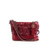 Borsa a tracolla Chanel Gabrielle  modello piccolo in tela rossa con paillettes e pelle rossa - 360 thumbnail
