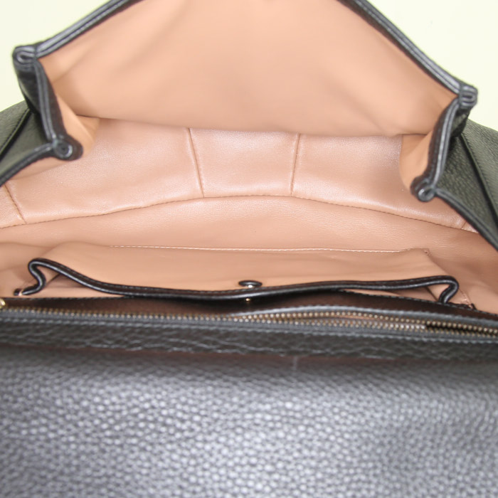 Bolso Gucci Bamboo en cuero granulado negro - Detail D2