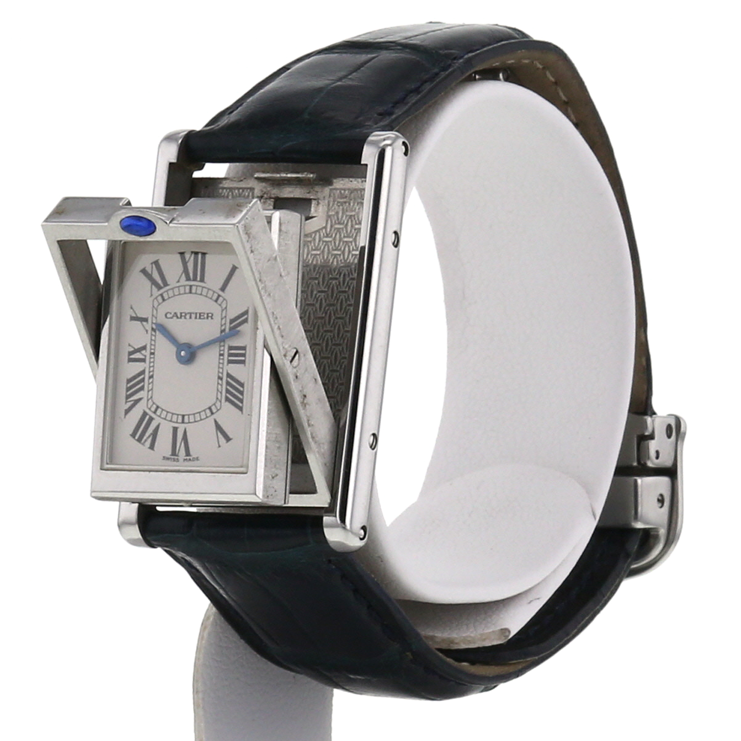 Orologio Cartier Tank Basculante in acciaio Ref :  2405 Circa  2000 - Detail D2