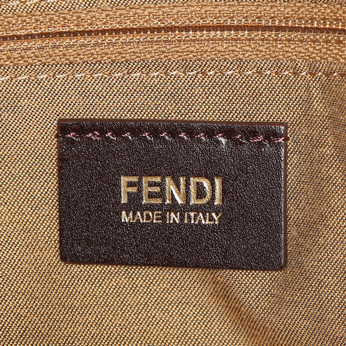 Sac à main Fendi Baguette grand modèle en toile monogram marron et cuir marron - Detail D3
