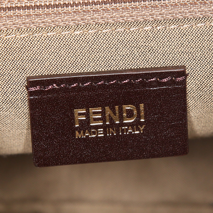 Bolso de mano Fendi Zucchino en lona Monogram marrón y cuero marrón - Detail D3