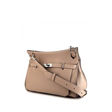 Bolso zurrón Hermes Jypsiere en cuero togo gris