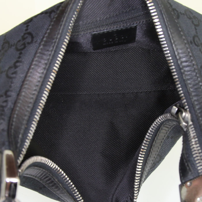 Bolso de mano Gucci Gucci Vintage en lona Monogram negra y cuero negro - Detail D2