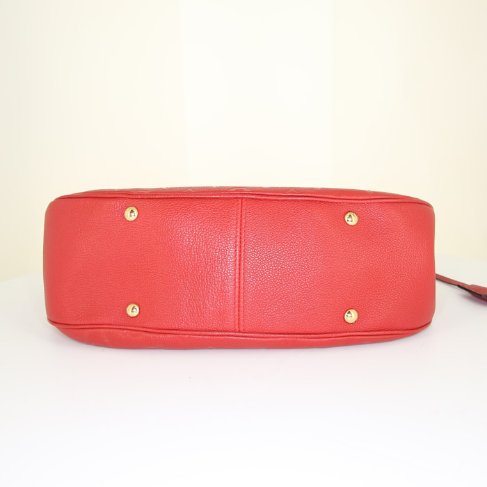 Bolso de mano Louis Vuitton Spontini en cuero monogram huella rojo - Detail D4