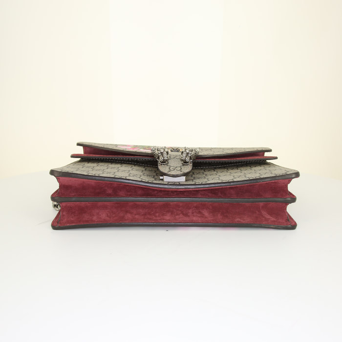 Borsa Gucci Dionysus in tela monogram grigia e camoscio rosa - Detail D5