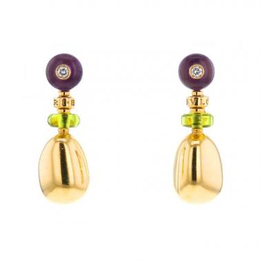 Pendientes Bulgari Mediterranean Eden  en oro amarillo,  amatistas y peridotos Pendientes Bulgari Mediterranean Eden  en oro amarillo,  amatistas y peridotos