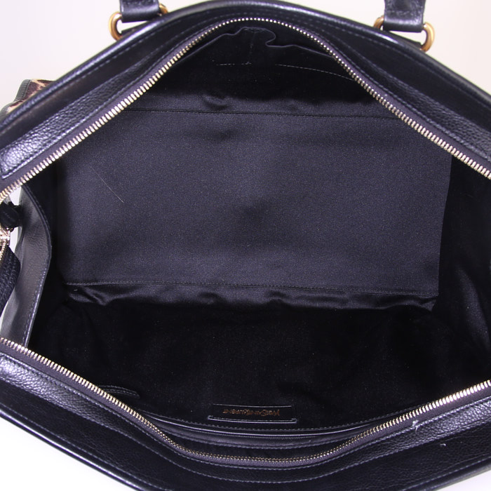 Borsa Yves Saint Laurent Chyc in puledro beige con stampa leopardata e pelle nera - Detail D2