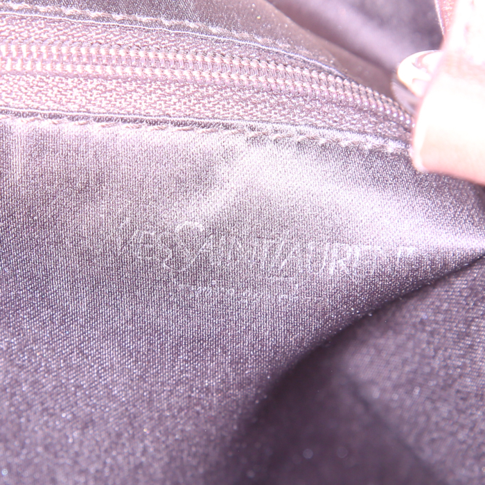 Bolso Saint Laurent en lona beige y cuero marrón - Detail D3