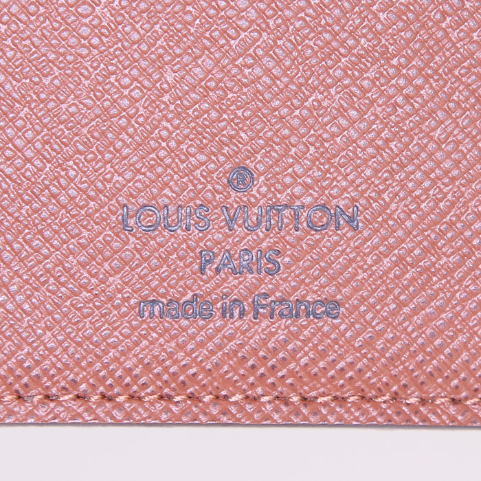 Portafogli Louis Vuitton in tela monogram cerata marrone e pelle naturale - Detail D3