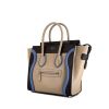 Celine Luggage small model handbag in beige, black and blue tricolor leather - 00pp thumbnail