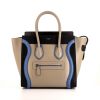Celine Luggage Micro small model handbag in beige, black and blue tricolor leather - 360 thumbnail
