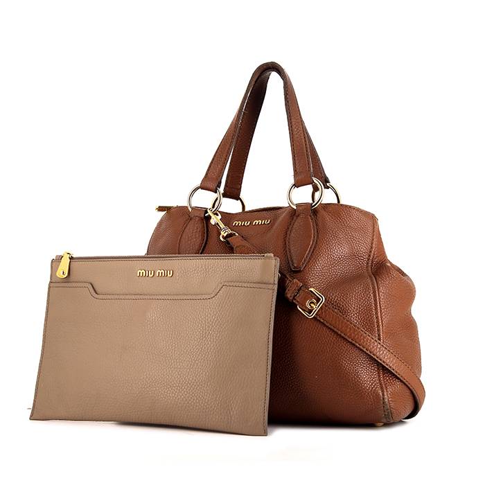 Miu Miu shoulder bag in brown grained leather - 00pp