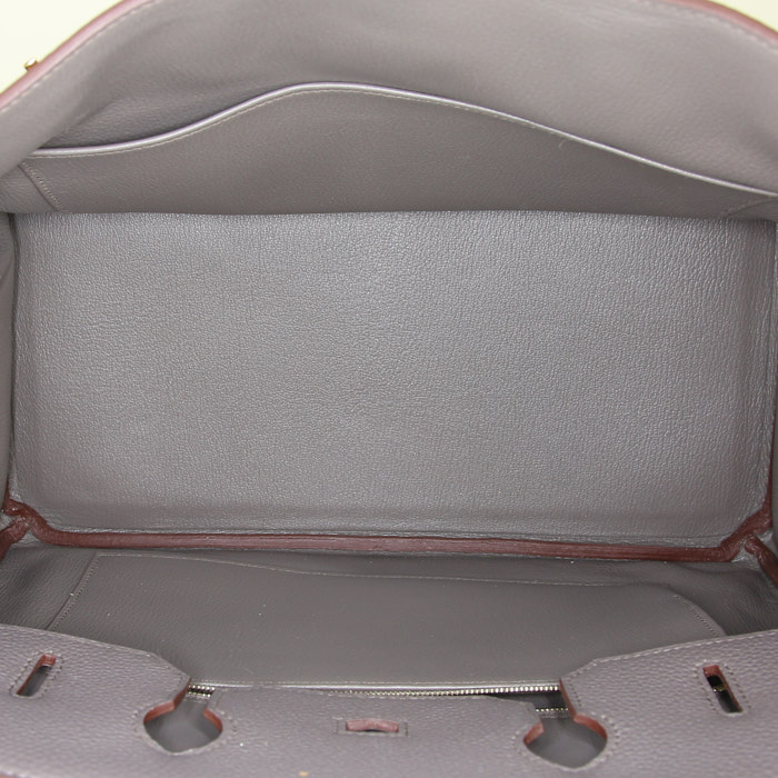 Hermes Birkin 35 cm handbag in grey togo leather - Detail D2