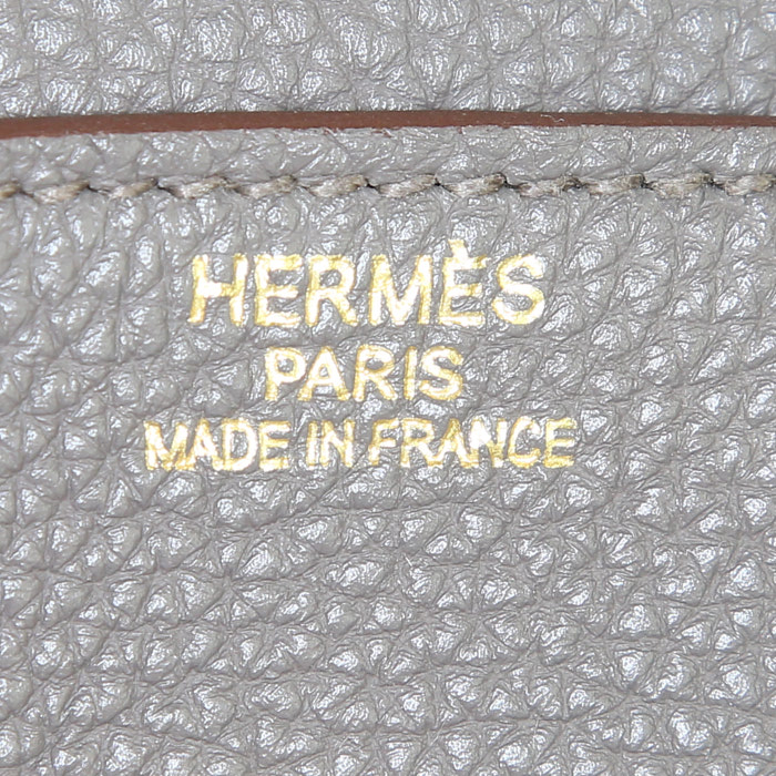 Sac à main Hermes Birkin 35 cm en cuir togo gris - Detail D3