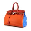 Hermes Birkin 35 cm Arlequin handbag in orange, red, Bleu Hydra and fawn togo leather - 00pp thumbnail